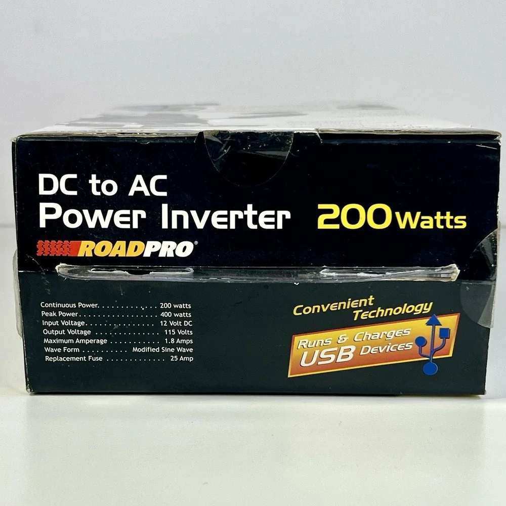 Vintage‎ RoadPro DC to AC Power Inverter Drive 200 Watts Cup Holder Design NEW